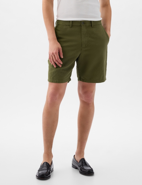 8" Linen-Cotton Shorts