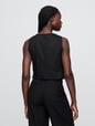Linen-Blend Tie-Front Crop Vest