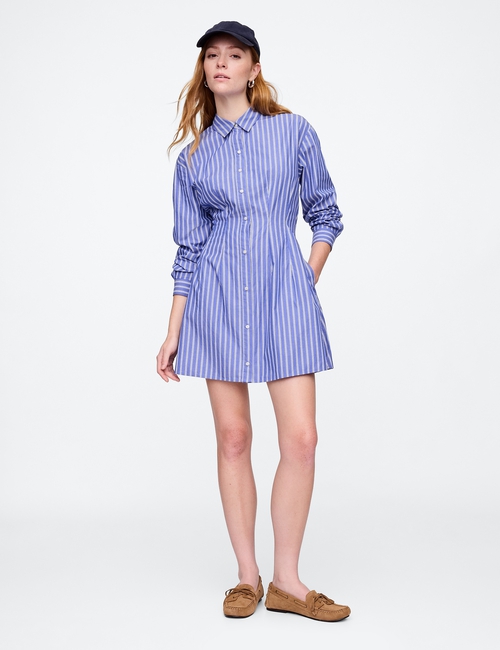 Stripe Poplin Mini Shirtdress