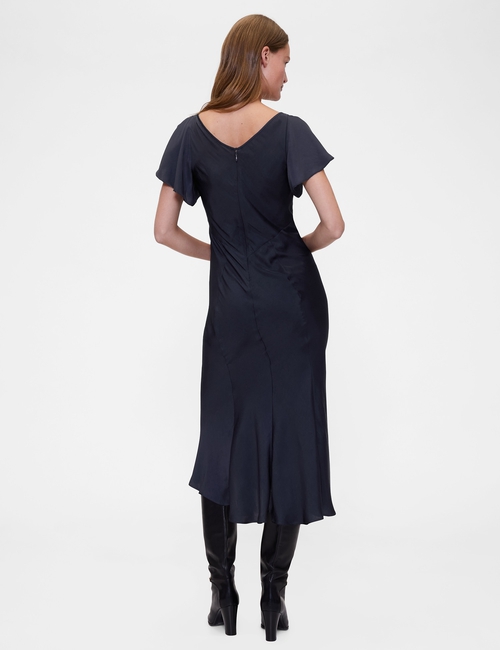 GAP STUDIO WASH FLUTER SLEEVE MIDI DRESS