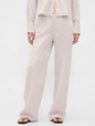 Linen-Cotton Wide-Leg Pants