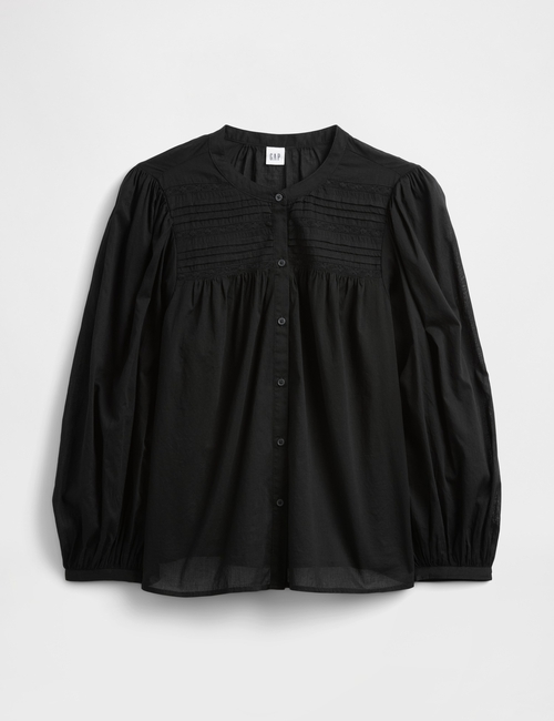 Relaxed Puff Sleeve Lace Top