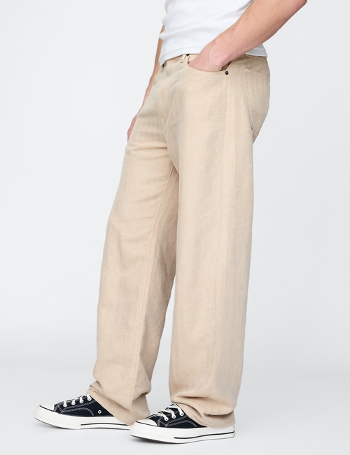 Linen-Cotton '90s Loose Herringbone Pants