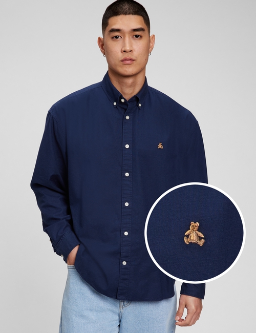 LS SOLID EMBROIDERY OXFORD OVERSHIRT