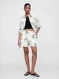 4" Mid Rise Pull-On Linen-Blend Shorts