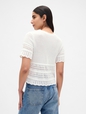 Linen-Blend Pointelle Sweater Crop Top