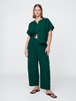 Crinkle Gauze Easy Barrel Pants