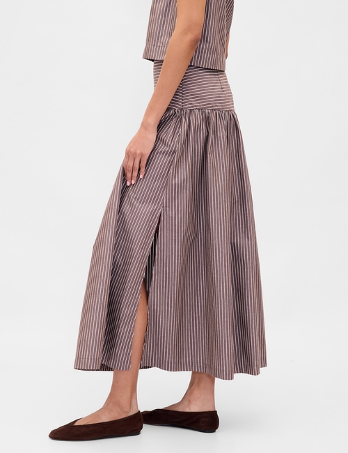 DROPWAIST POPLIN MAXI SKIRT