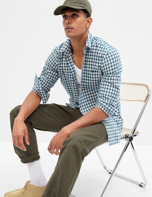 Stretch Poplin Shirt in Slim Fit