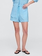4" Mid Rise Pull-On Linen-Blend Shorts