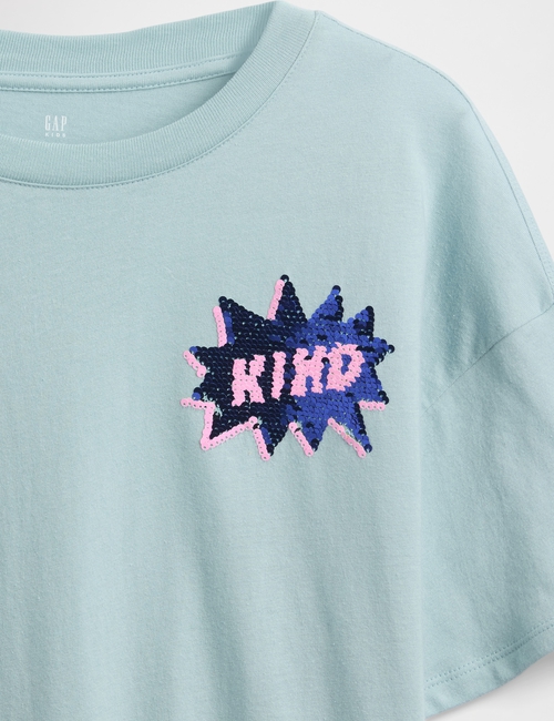 Kids Oversized Flippy Sequin Graphic T-Shirt