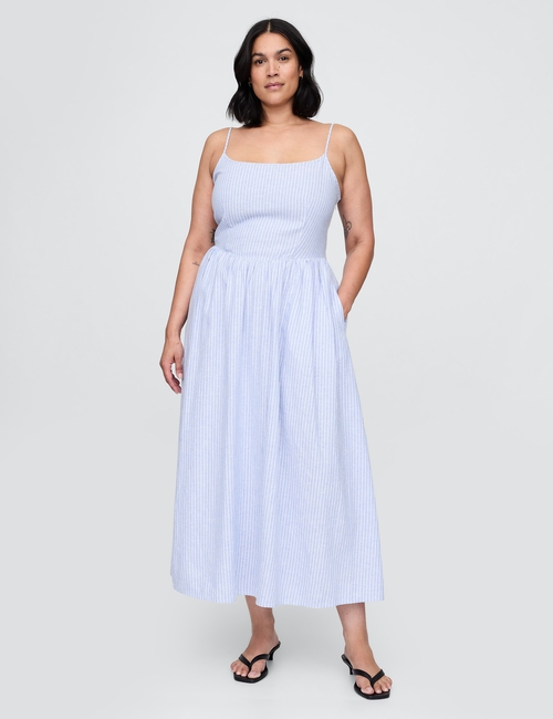 Linen-Blend Drop-Waist Maxi Dress