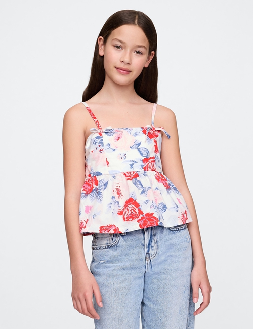Kids Bow-Strap Peplum Top