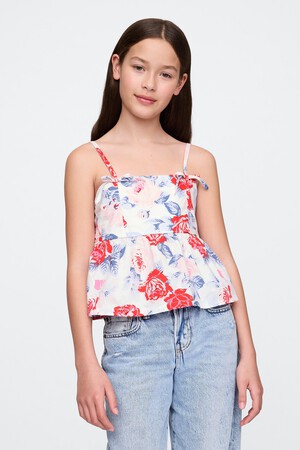 Kids Bow-Strap Peplum Top