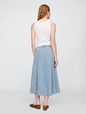 Denim Ruffle Maxi Skirt