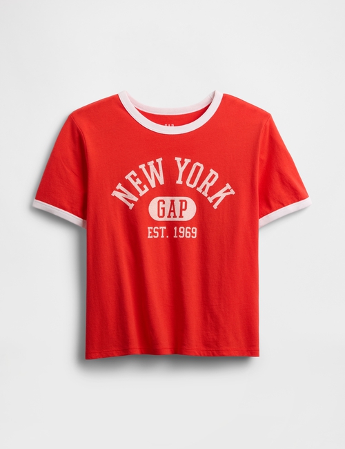 Shrunken Graphic Ringer T-Shirt