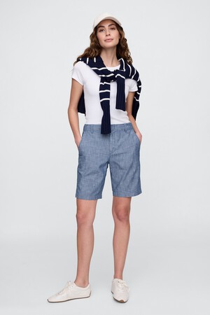 9" High Rise Chambray Downtown Bermuda Shorts