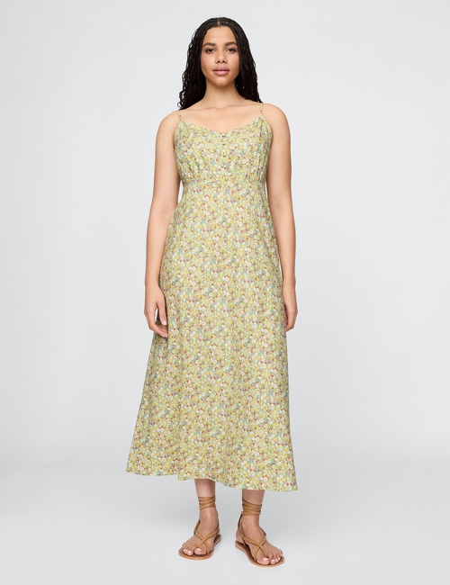 Linen-Blend Maxi Slip Dress