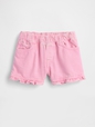 ULTRASOFT DENIM STRIDE SHORT - PINK RUFFLE HEM