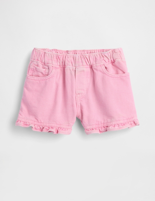ULTRASOFT DENIM STRIDE SHORT - PINK RUFFLE HEM
