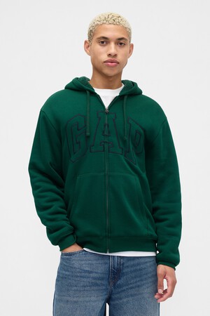 Relaxed Gap Logo Sherpa-Lined Zip Hoodie