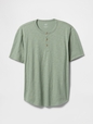 Lived-In Relaxed Curved Hem Henley T-Shirt