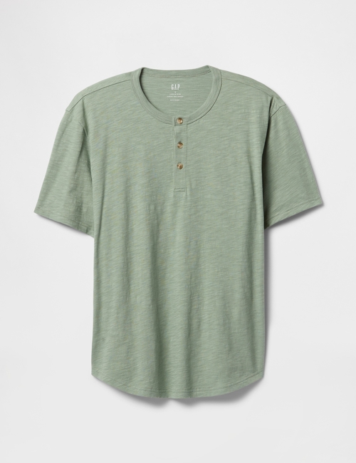 Lived-In Relaxed Curved Hem Henley T-Shirt