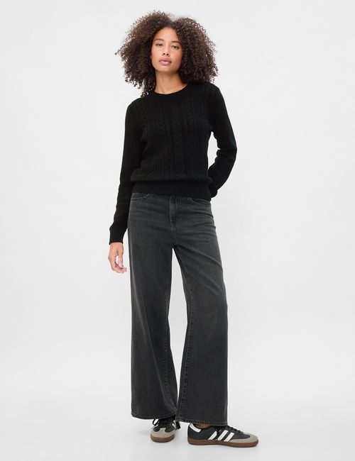 Cable-Knit Crewneck Sweater