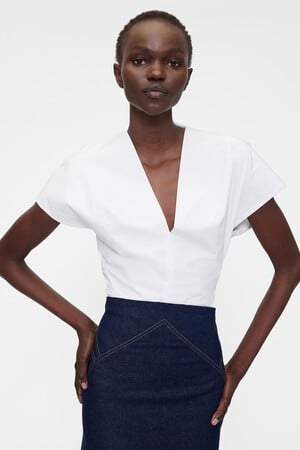 GAP STUDIO SHORT SLEEVE WOVEN SHIRT BODYSUIT