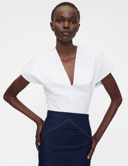 GAP STUDIO SHORT SLEEVE WOVEN SHIRT BODYSUIT