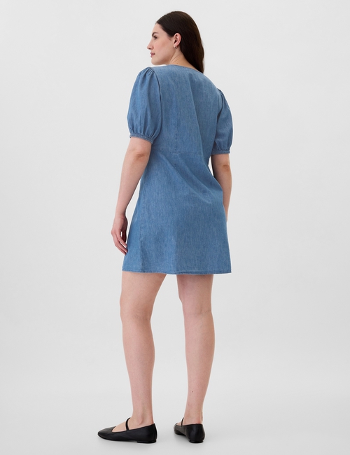 Denim Puff Sleeve Mini Dress