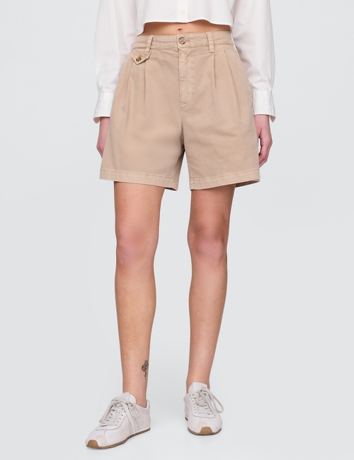 6" Mid Rise Twill Pleated Trouser Shorts