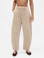 Mid Rise Twill Barrel Pants
