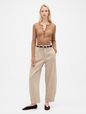 Mid Rise Twill Barrel Pants