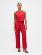 Linen-Blend Relaxed Straight Ankle Pants