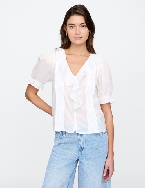 Relaxed Voile Ruffle Top