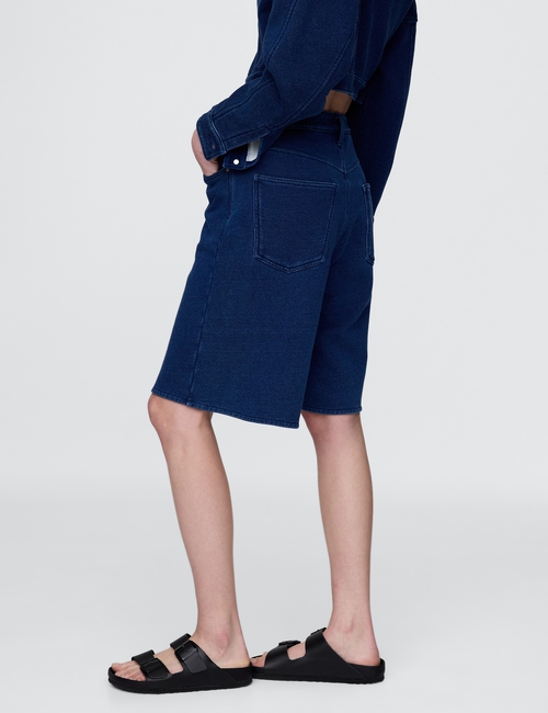 11" Mid Rise French Terry Denim Longline Shorts