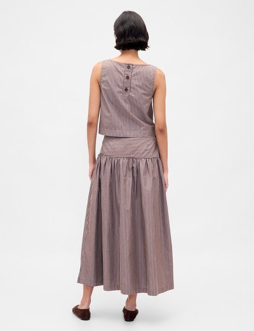 DROPWAIST POPLIN MAXI SKIRT