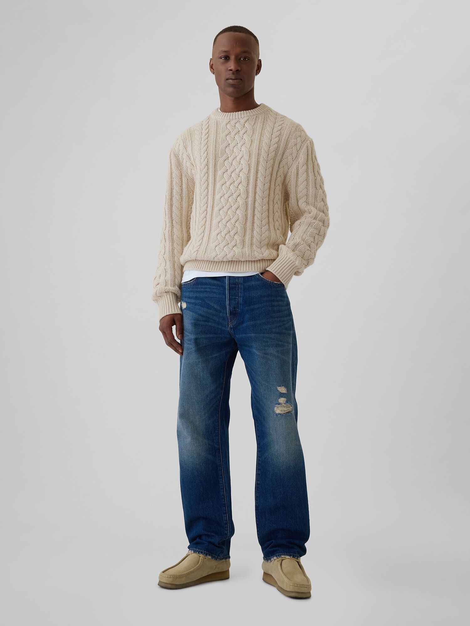 Shop Relaxed Cable-Knit Sweater for Men | GAP UAE
