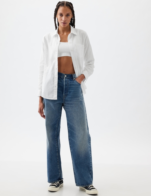 Linen-Blend Easy Shirt
