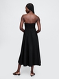 Linen-Blend Scalloped Midi Dress