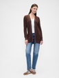 Relaxed Shaker-Stitch Open-Front Cardigan