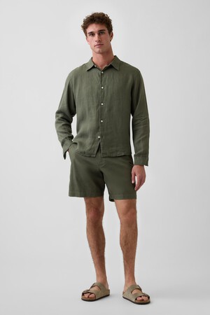 7 INCH FIXED WAIST LINEN SHORT SP26