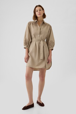 Eyelet Mini Shirtdress