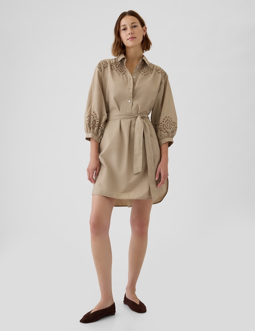 Eyelet Mini Shirtdress