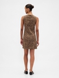 Leopard Denim V-Neck Mini Dress