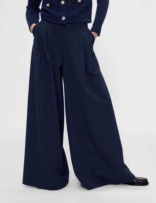 GAP STUDIO TROPICAL WOOL PINSTRIPE TAILORED PANT