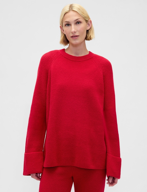 CashSoft Shaker-Stitch Boyfriend Sweater