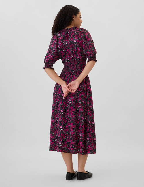 Print Squareneck Midi Dress