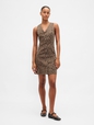 Leopard Denim V-Neck Mini Dress